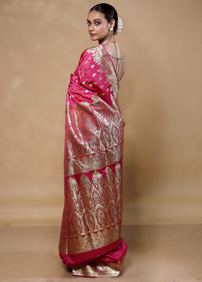 Pink Banarasi Silk Saree With Blouse Piece Cheap With Mastercard