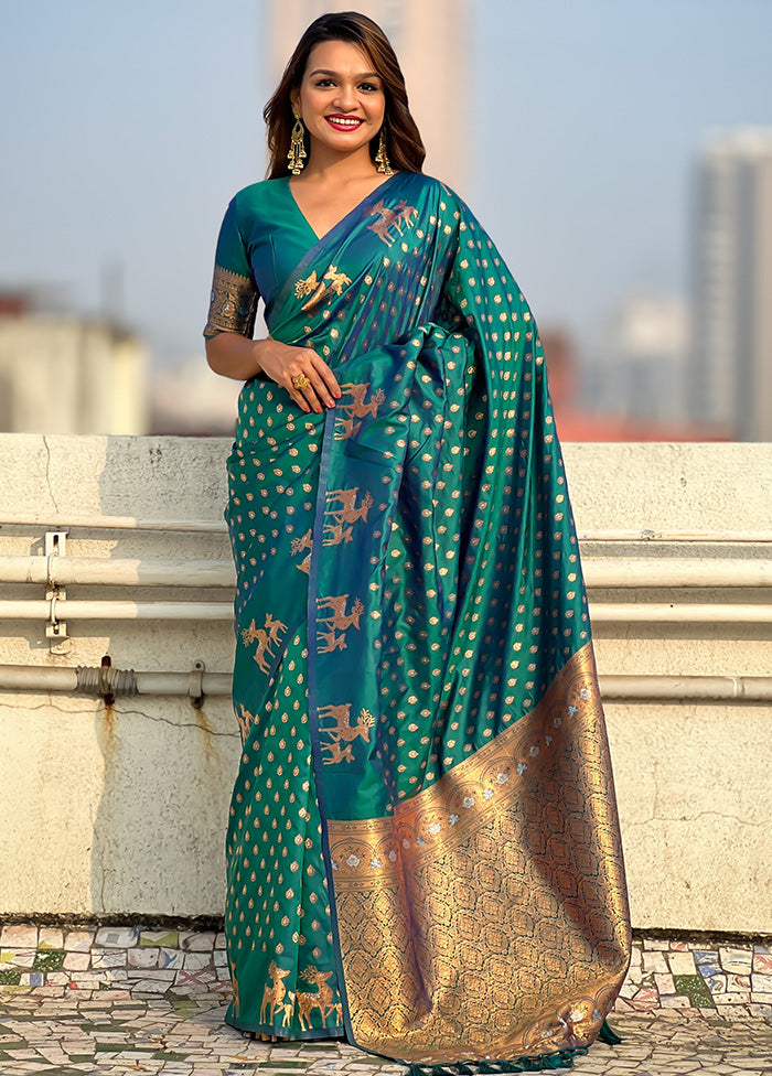 Rama Spun Silk Saree With Blouse Piece Buy Cheap Explore