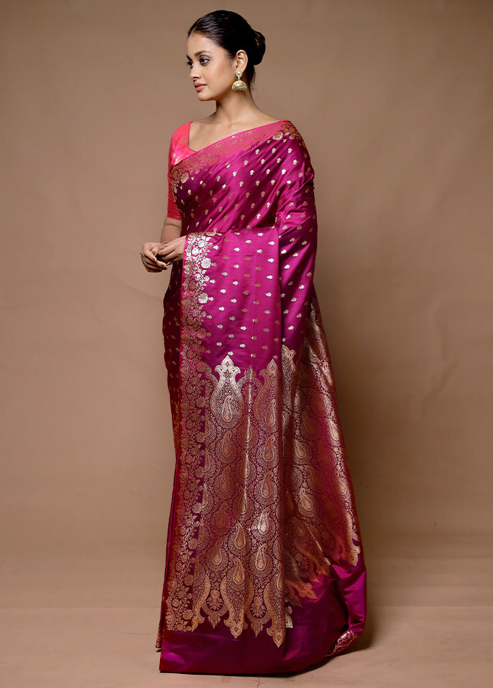 Purple Banarasi Silk Saree With Blouse Piece Discount Best Place