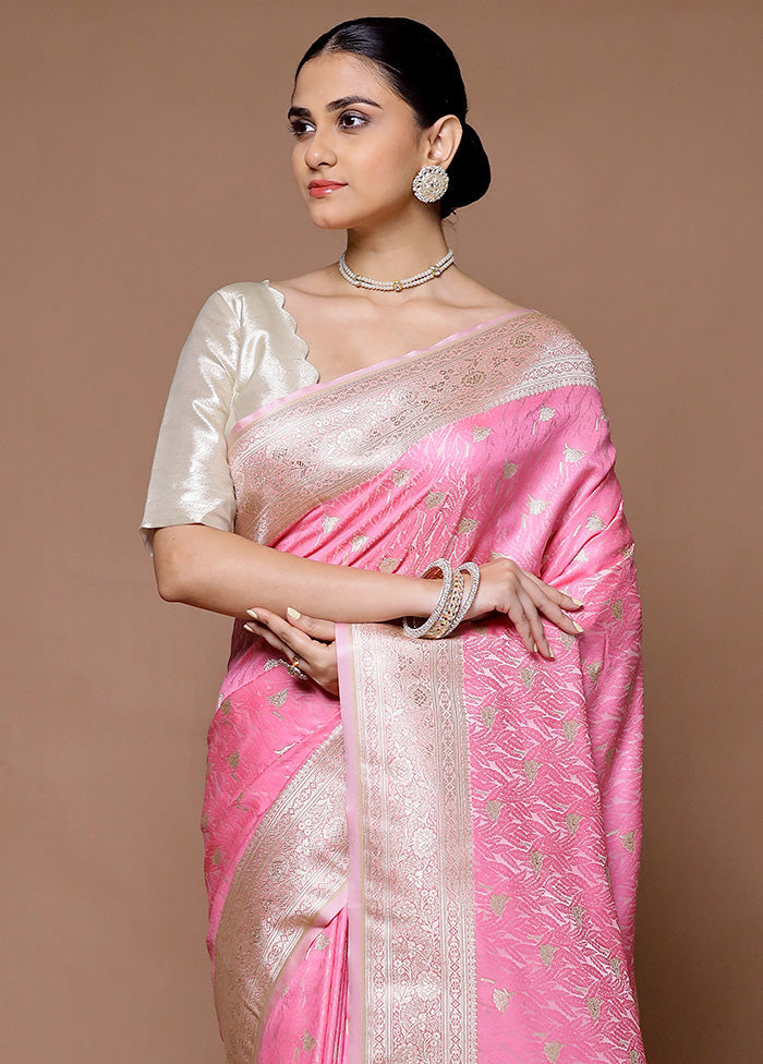 Pink Katan Silk Saree With Blouse Piece Discount Explore