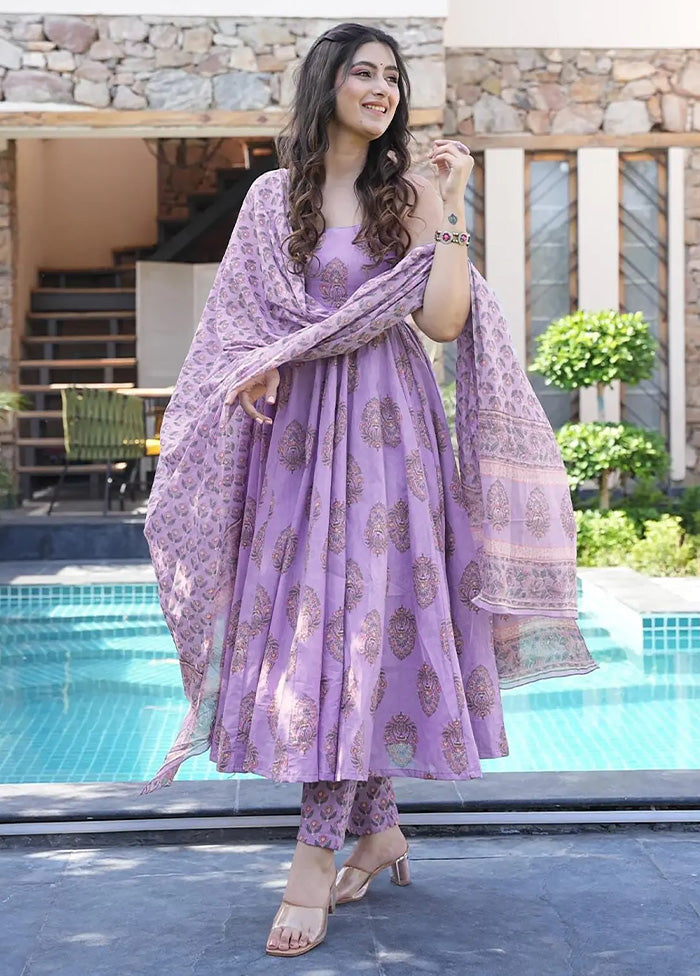 3 Pc Lavender Readymade Silk Suit Set 100% Authentic Cheap Online