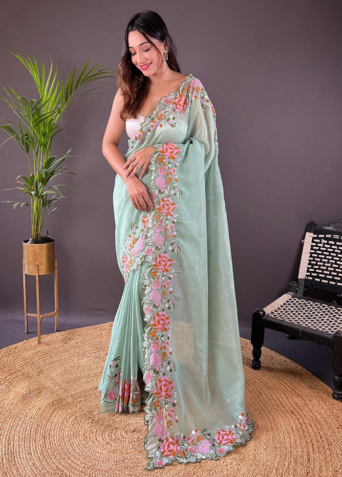 Pista Green Spun Silk Saree With Blouse Piece Wholesale Pice Cheap Online