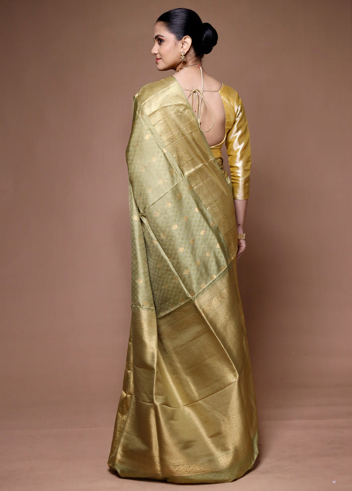 Green Handloom Kanjivaram Pure Silk Saree With Blouse Piece High Quality