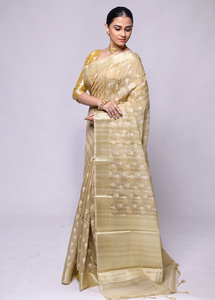 Cream Kora Silk Saree With Blouse Piece Discount Footaction