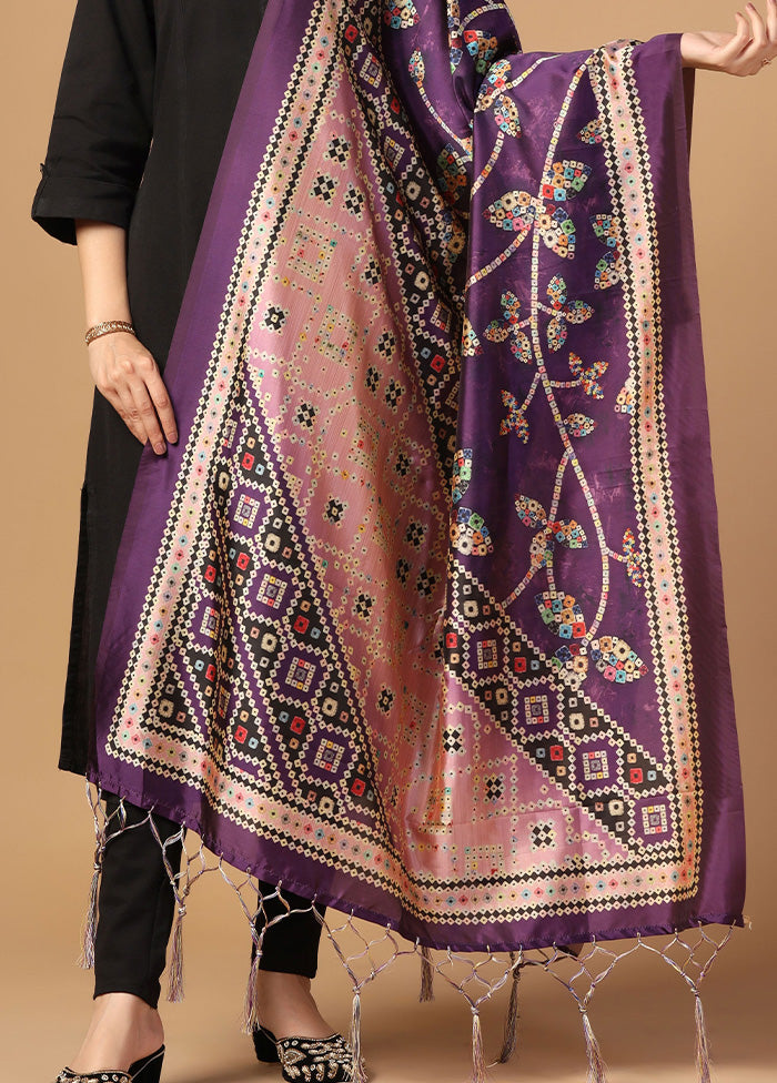 Purple Art Silk Dupatta With Paypal Low Pice