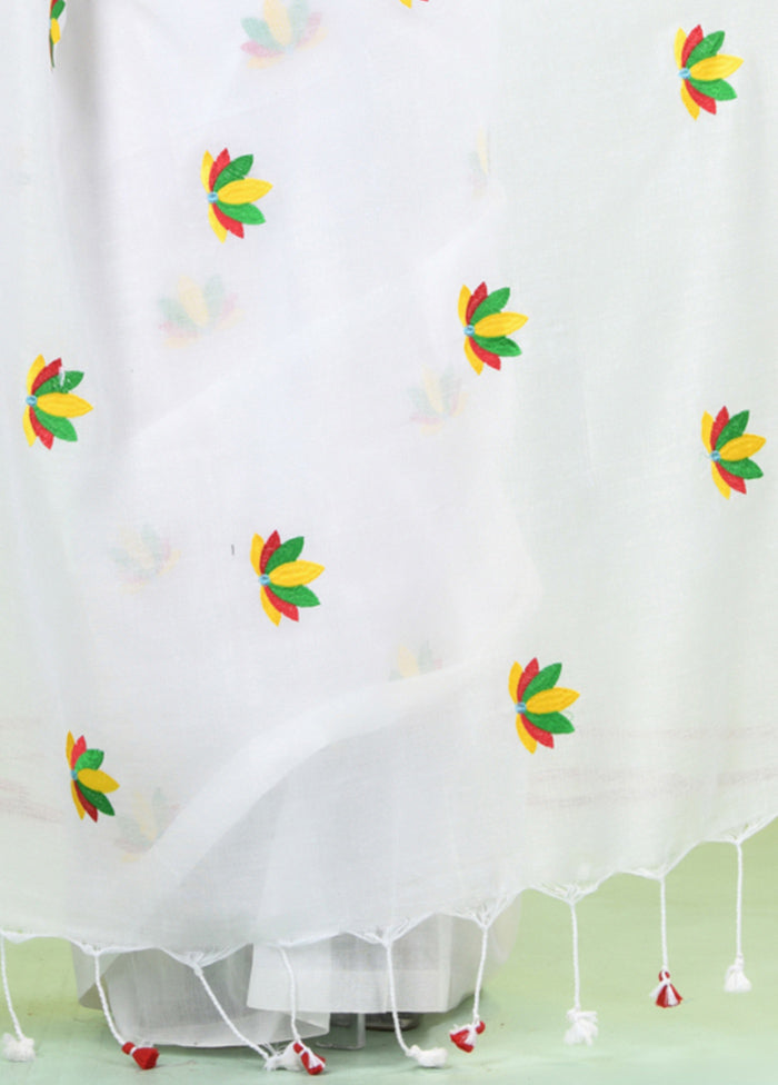 White Cotton Saree With Blouse Piece Sale Enjoy