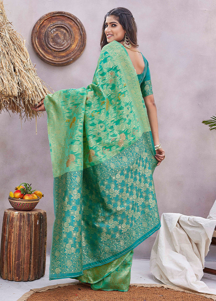 Green Dupion Silk Saree With Blouse Piece Discount Outlet Locations