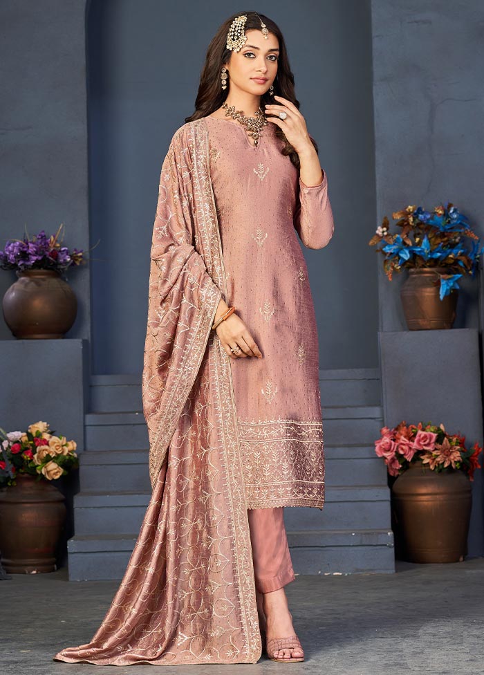 3 Pc Peach Semi Stitched Georgette Suit Set Discount Nicekicks