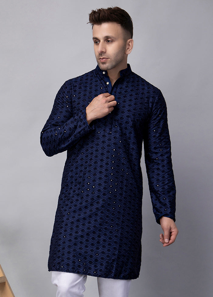 2 Pc Navy Blue Viscose Kurta Pajama Set Clearance Ebay