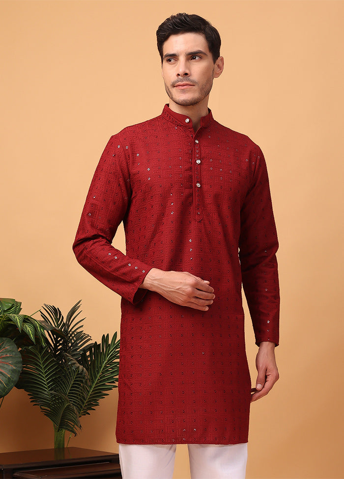 Red Viscose Embroidered Kurta Outlet Official Site