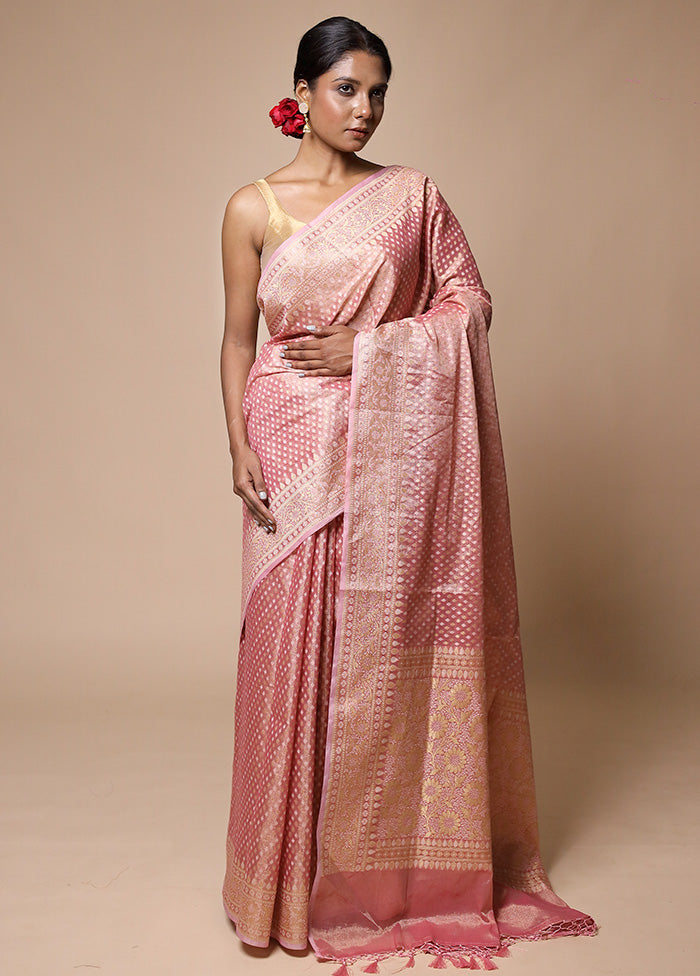 Pink Tissue Silk Saree With Blouse Piece Buy Cheap Hot Sale