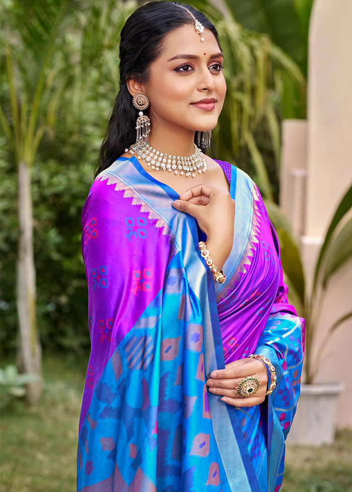 Violet Spun Silk Saree With Blouse Piece Newest Cheap Online