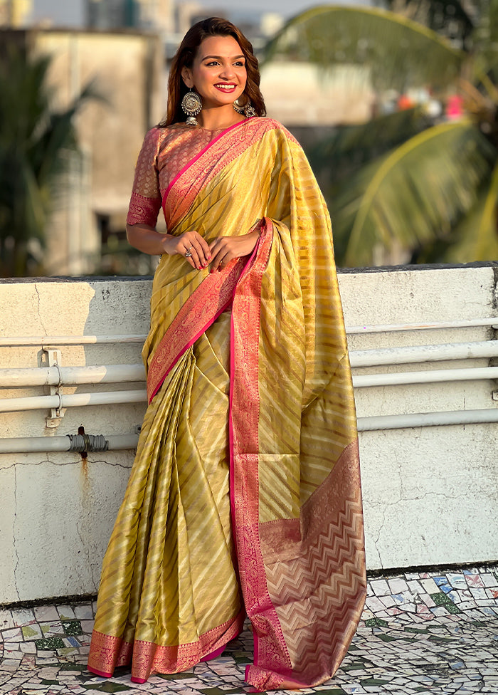 Yellow Spun Silk Saree With Blouse Piece Outlet Choice