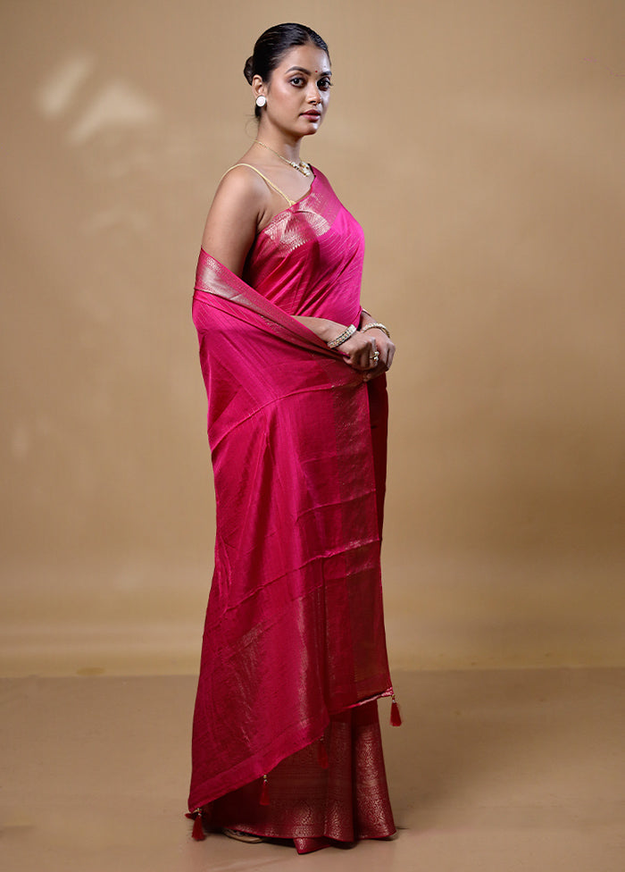 Pink Dupion Silk Saree With Blouse Piece Cheap Geniue Stockist