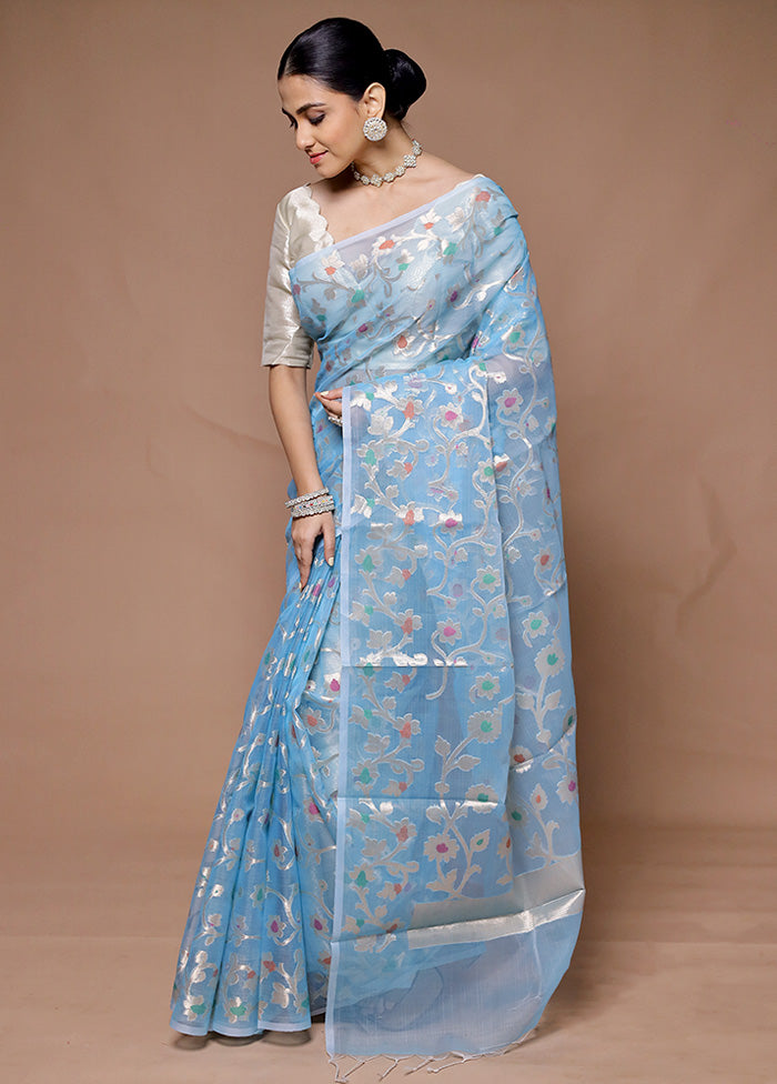 Blue Organza Saree With Blouse Piece Best Place To Buy