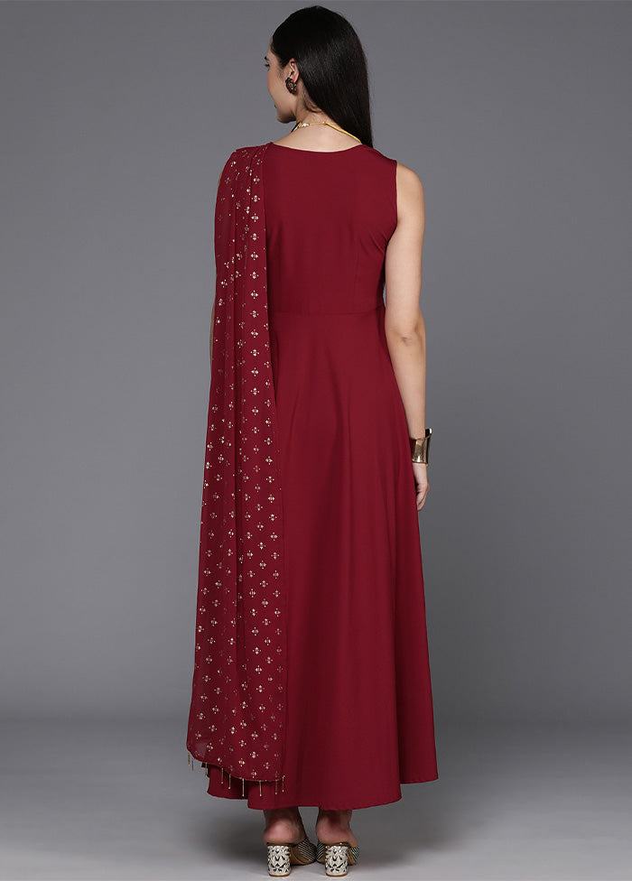 Maroon Readymade Silk Indian Dress Sale Clearance