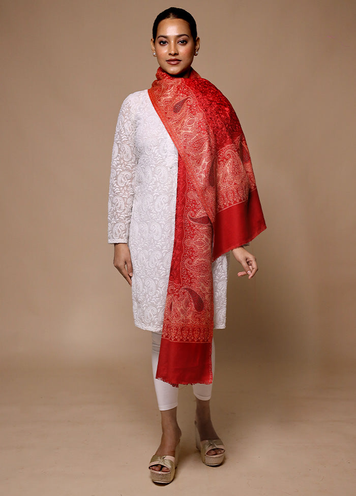 Red Butta Work With Zari Woven Border Shawl Sale Tumblr