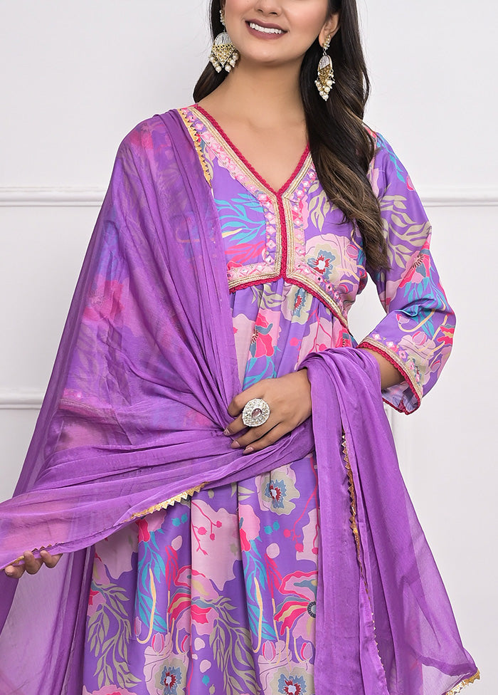 3 Pc Purple Readymade Silk Suit Set Online Online Cheap Pice