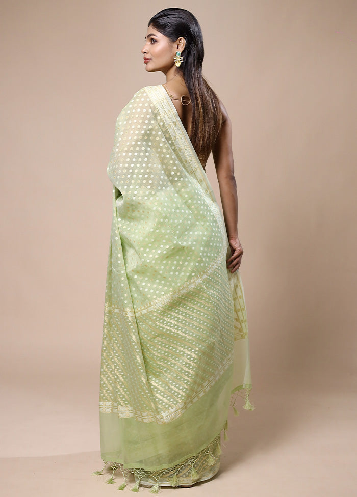 Green Kora Silk Saree With Blouse Piece Cheap Discount Sale