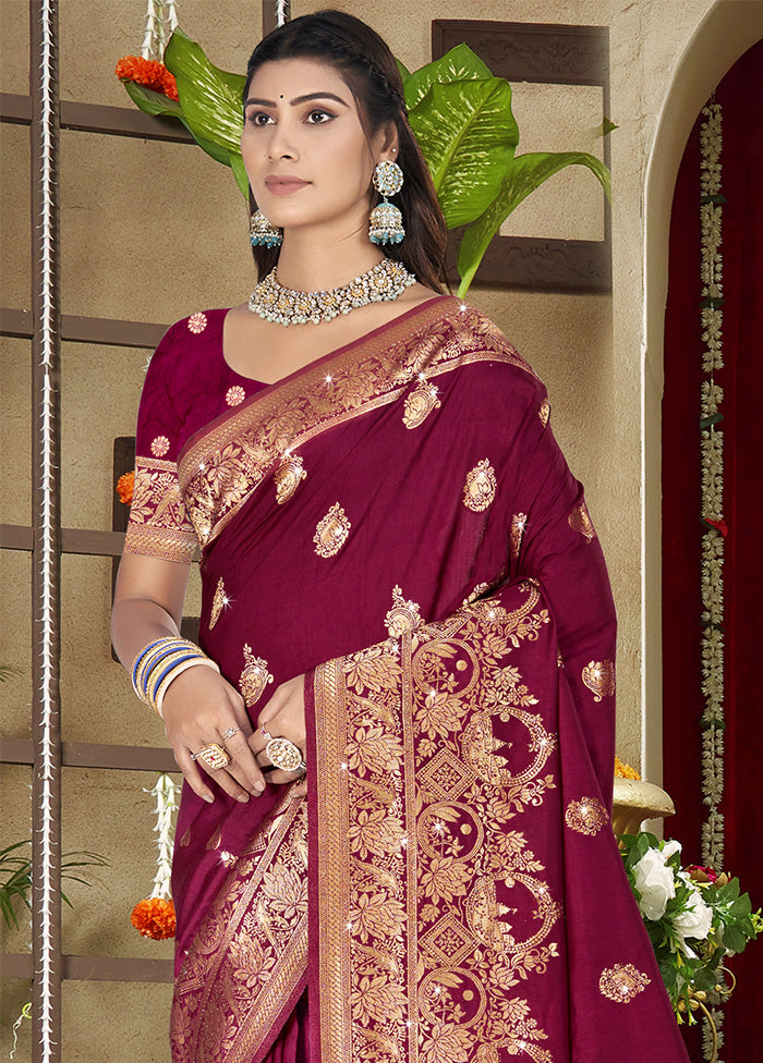 Pink Spun Silk Saree With Blouse Piece Excellent