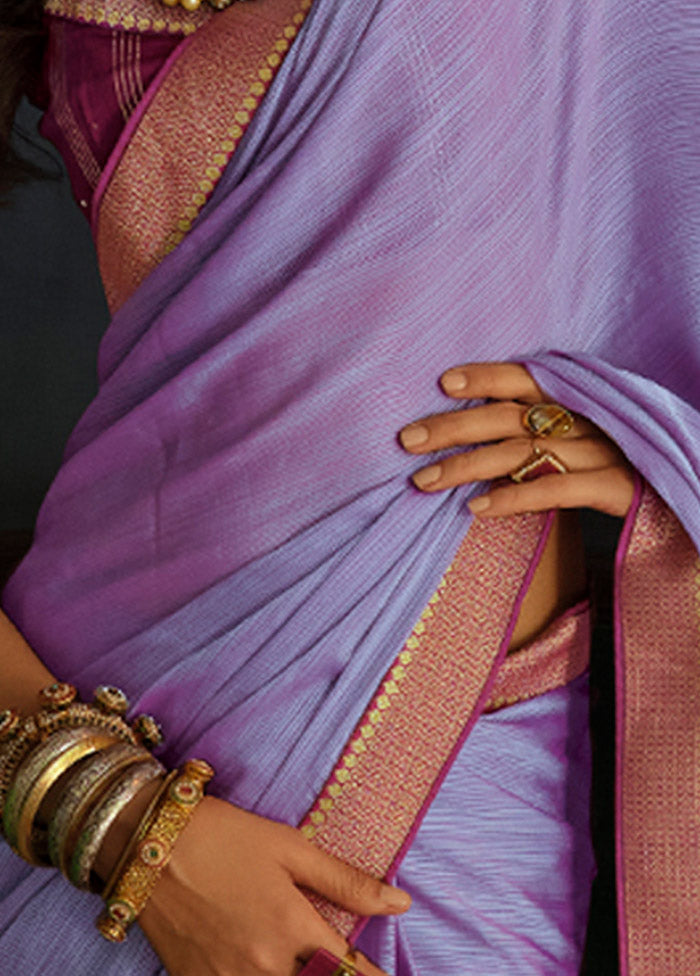 Violet Dupion Silk Saree With Blouse Piece Manchester Great Sale Online