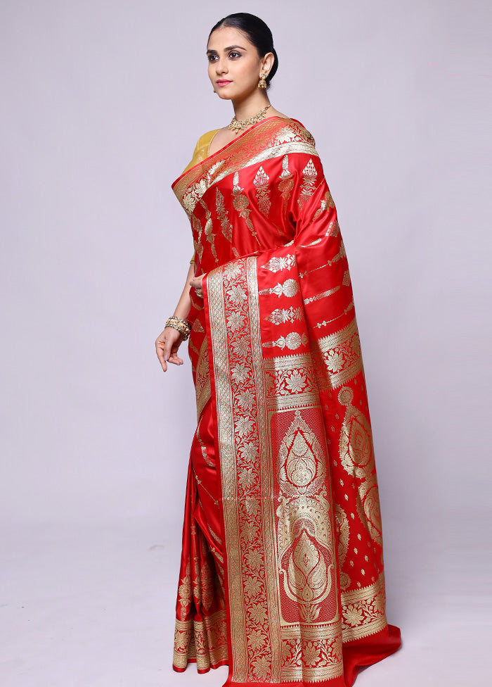 Red Banarasi Silk Saree With Blouse Piece Buy Cheap Buy