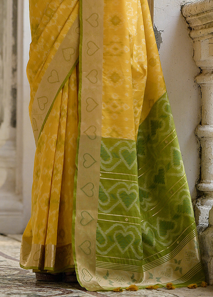 Yellow Spun Silk Saree With Blouse Piece For Sale Cheap Pice From China