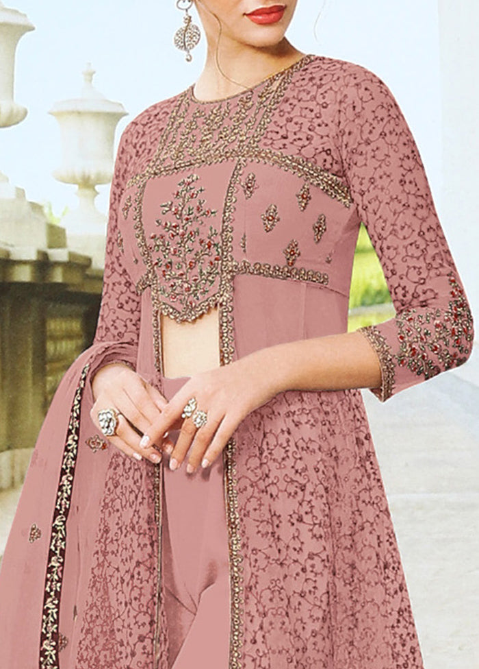 3 Pc Magenta Semi Stitched Net Suit Set Cheap Sale Wiki