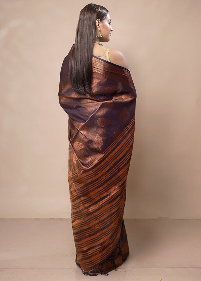 Purple Tissue Silk Saree With Blouse Piece Marketable