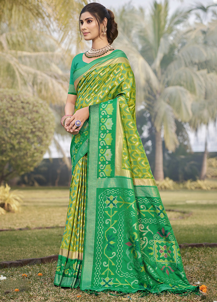 Green Spun Silk Saree With Blouse Piece Real Sale Online