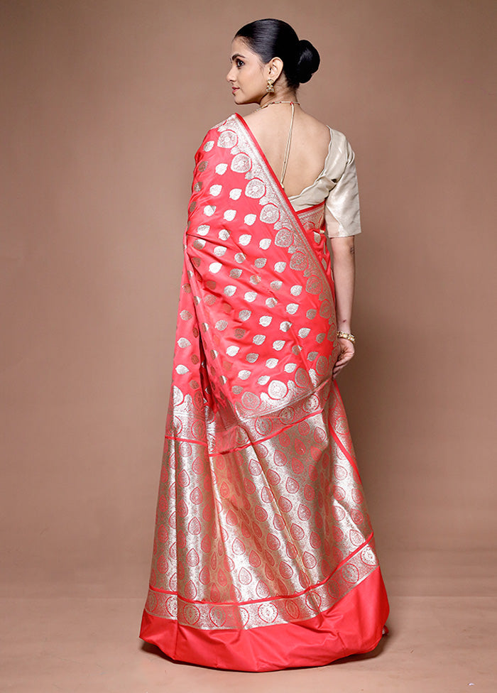 Pink Banarasi Silk Saree With Blouse Piece New Styles Cheap Pice