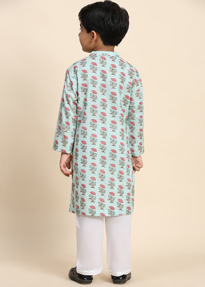 Green Cotton Full Sleeves Collar Neckshape Kurta Pajama Set Discount Low Shipping Fee