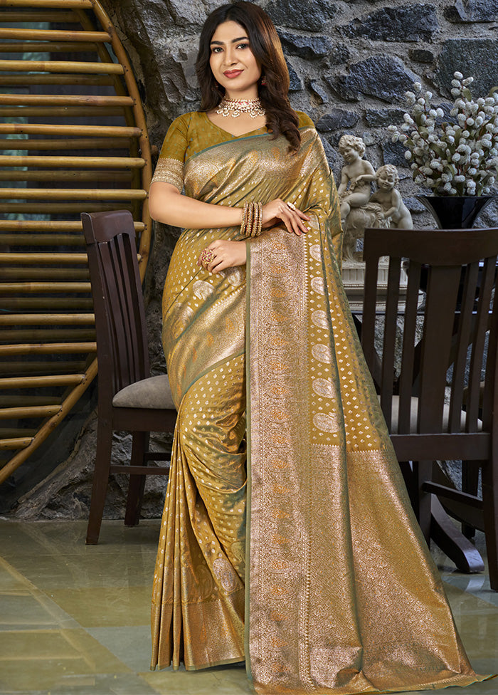 Mustard Spun Silk Saree With Blouse Piece Buy Online Cheap