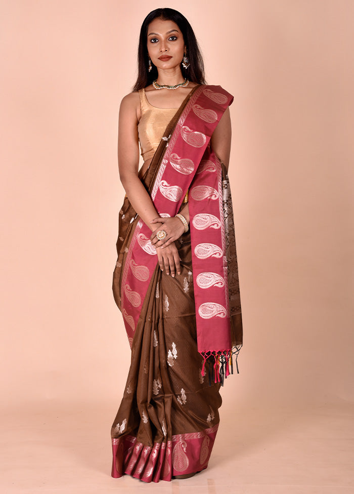 Brown Cotton Saree With Blouse Piece Big Discount Cheap Pice