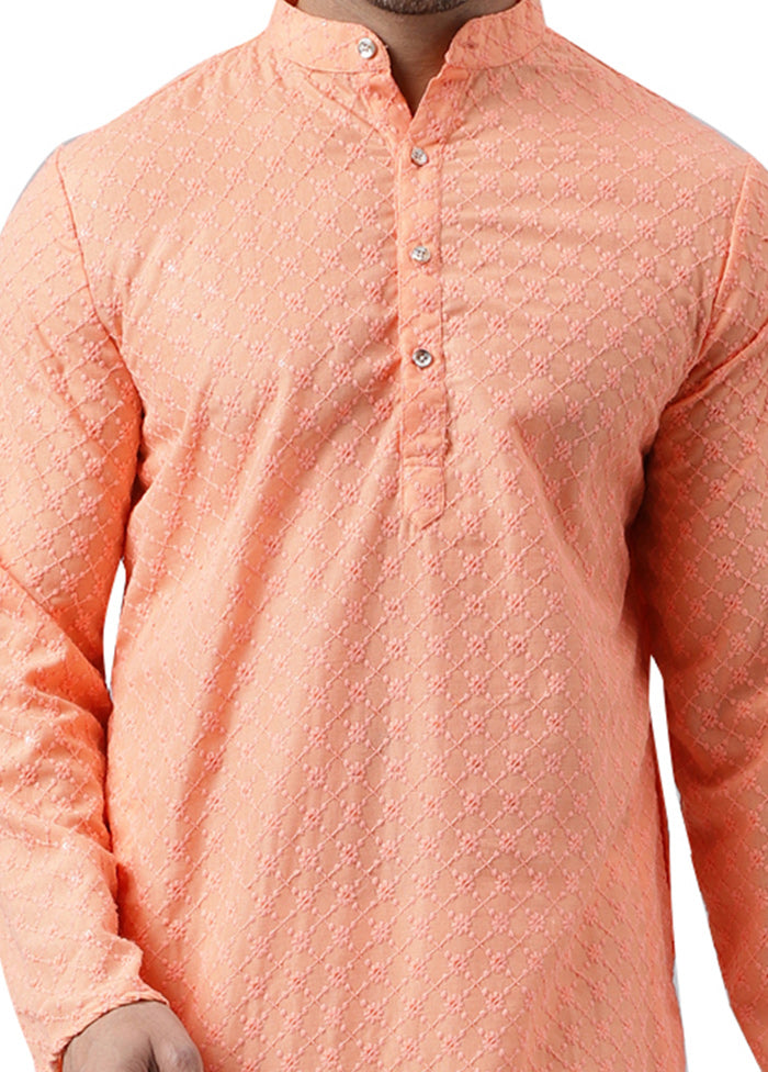 Peach Silk Embroidered Kurta Buy Online Cheap