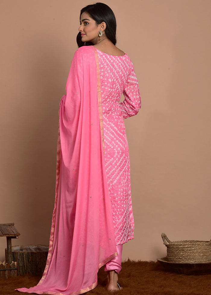 3 Pc Pink Silk Suit Set With Dupatta Cheap Sale 100% Authentic