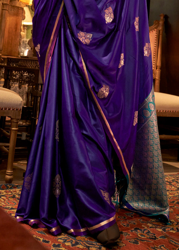 Purple Satin Silk Saree With Blouse Piece Buy Cheap Get Authentic