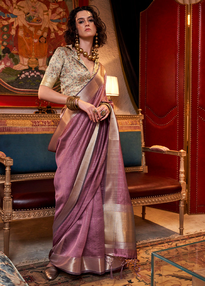 Mauve Chiffon Silk Saree With Blouse Piece Popular Cheap Online