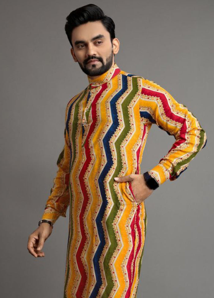 Multicolor Cotton Kurta And Pajama Set Cheap Sale Sale