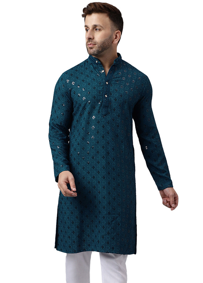 Green Silk Embroidered Kurta Cheap Sale Newest