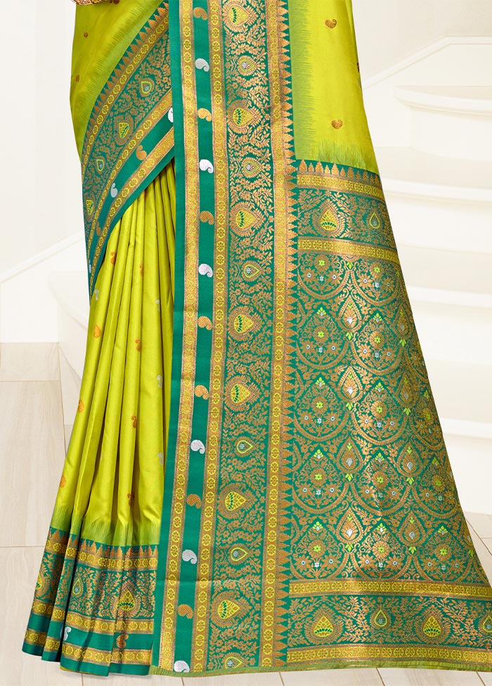 Sea Green Dupion Silk Saree With Blouse Piece Buy Cheap Low Shipping