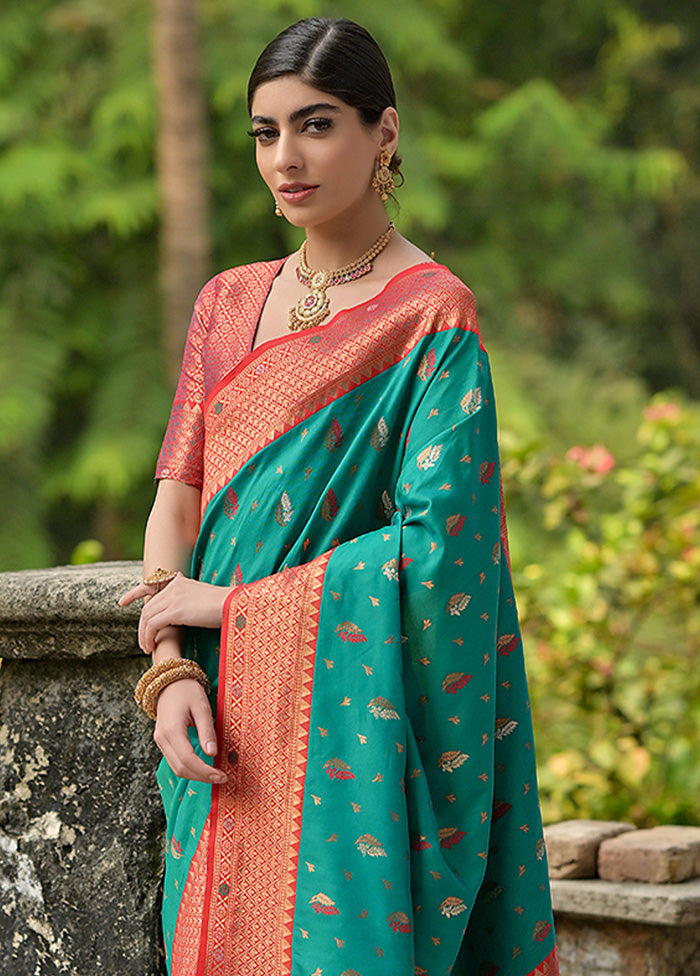 Rama Banarasi Silk Saree With Blouse Piece Buy Cheap Footlocker Finishline