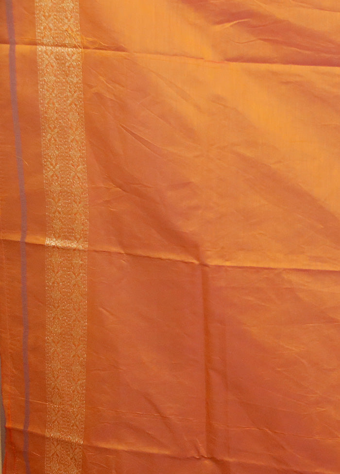 Orange Kora Silk Saree With Blouse Piece Outlet Good Selling