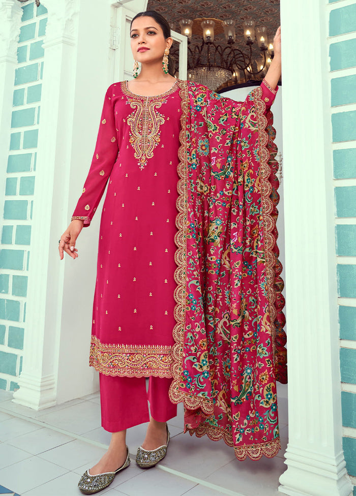 3 Pc Rani Semi Stitched Georgette Suit Set For Nice Online