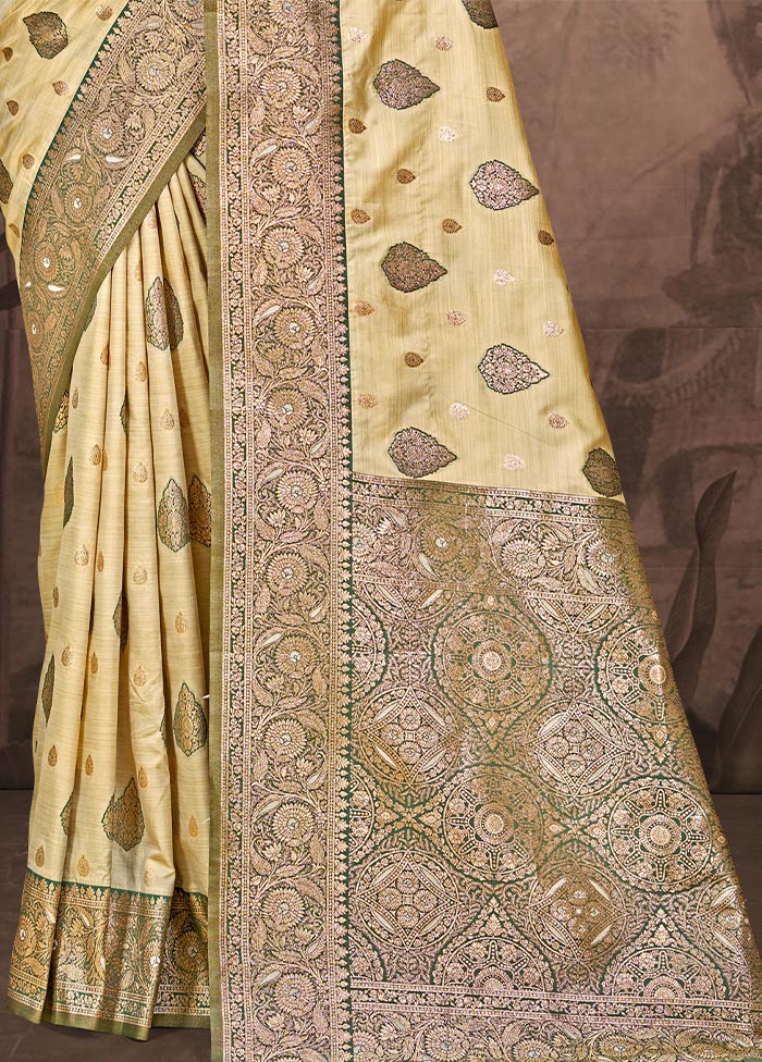 Beige Dupion Silk Saree With Blouse Piece Cheap Excellent