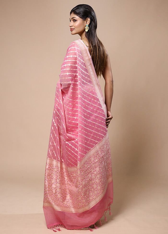 Pink Kora Silk Saree With Blouse Piece Outlet Sast