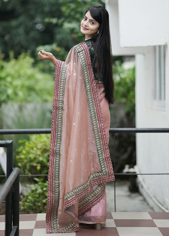 Brown Banarasi Silk Saree With Blouse Piece Cheap Sale From China