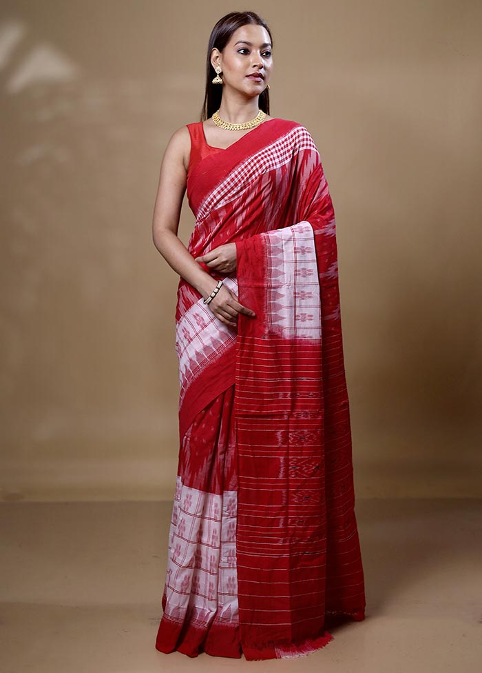 Red Pure Cotton Saree With Blouse Piece Outlet Purchase