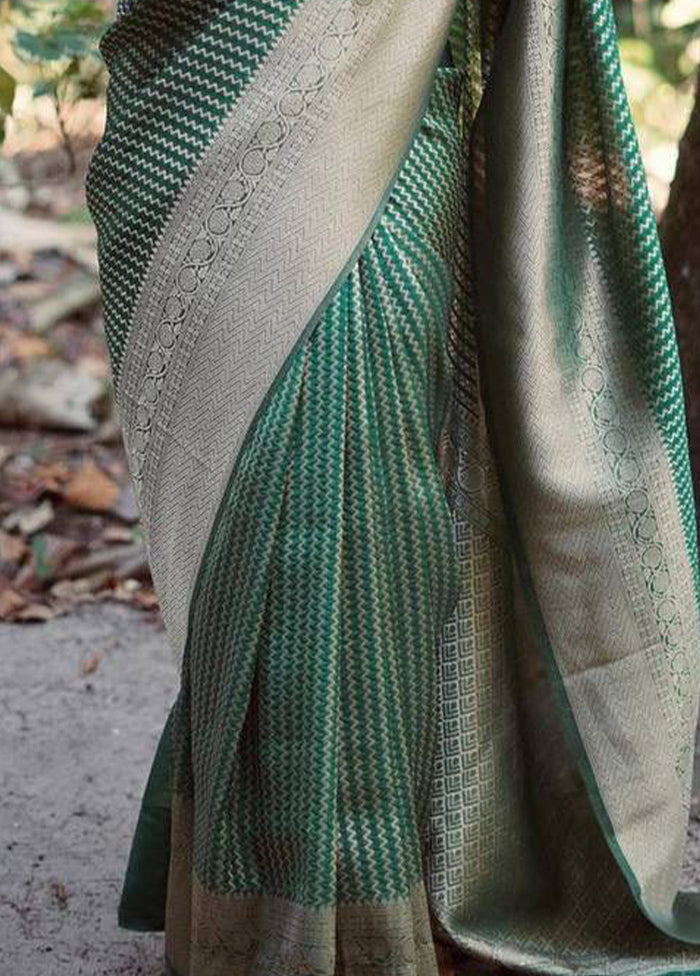 Green Banarasi Silk Saree With Blouse Piece Stockist Online