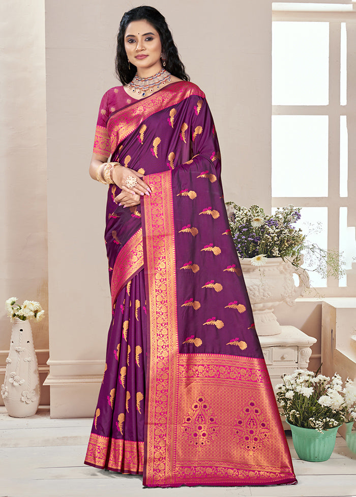 Magenta Dupion Silk Saree With Blouse Piece Professional